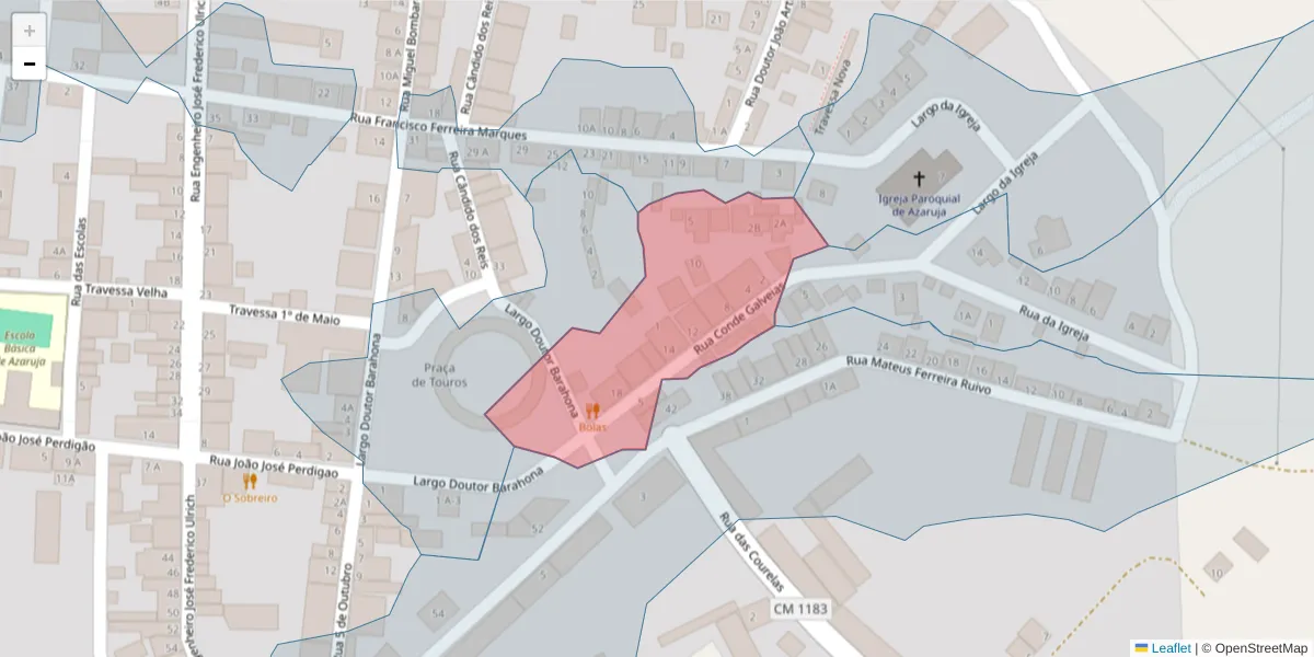 Mapa detalhado do código postal 7005-110 com limites, códigos postais vizinhos e agências dos correios