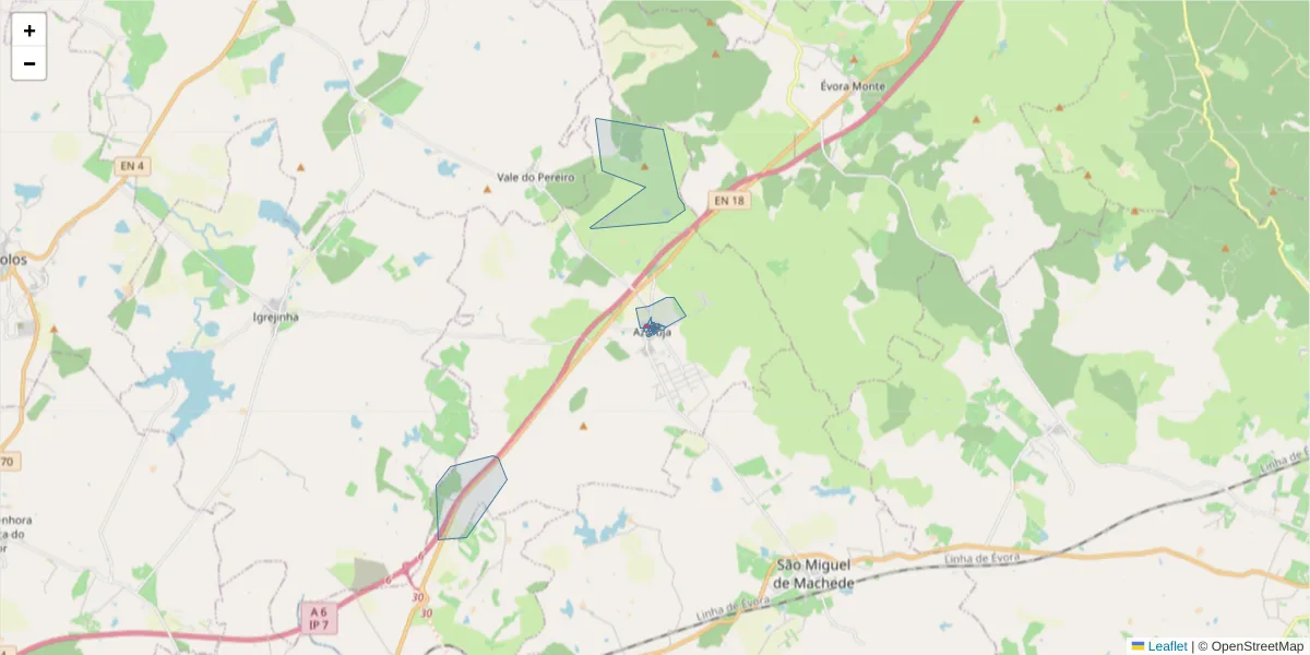 Mapa detalhado do código postal 7005-118 com limites, códigos postais vizinhos e agências dos correios