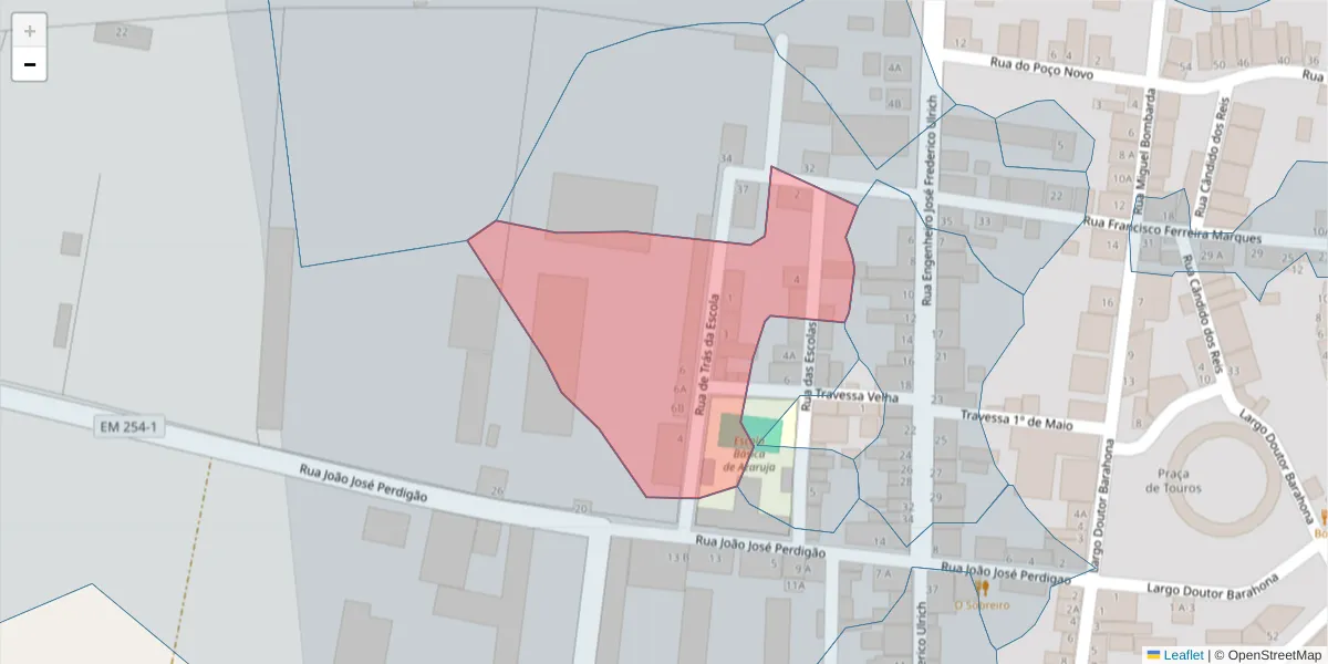 Mapa detalhado do código postal 7005-123 com limites, códigos postais vizinhos e agências dos correios