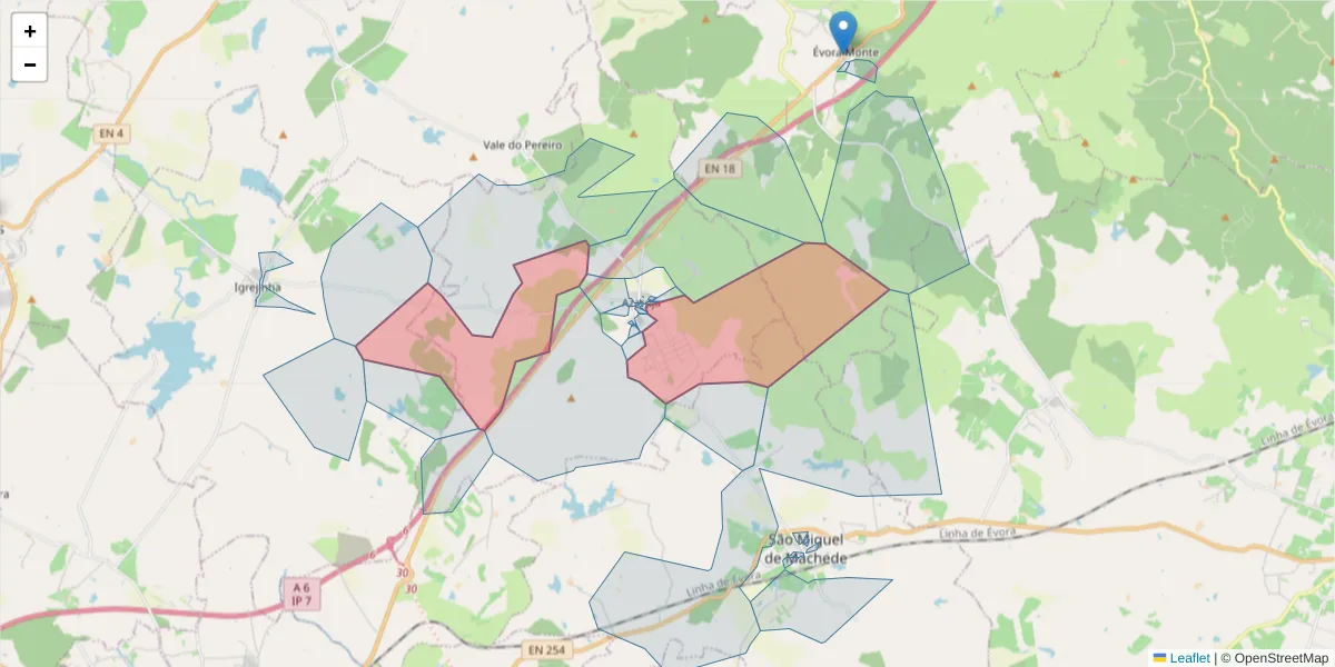 Mapa detalhado do código postal 7005-127 com limites, códigos postais vizinhos e agências dos correios