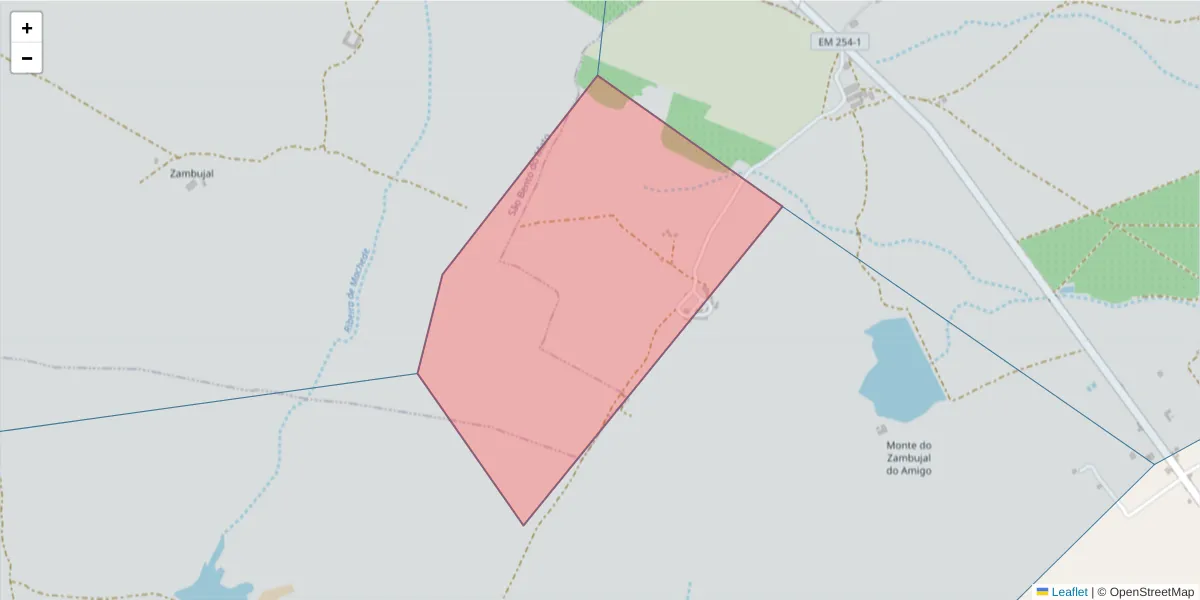 Mapa detalhado do código postal 7005-132 com limites, códigos postais vizinhos e agências dos correios