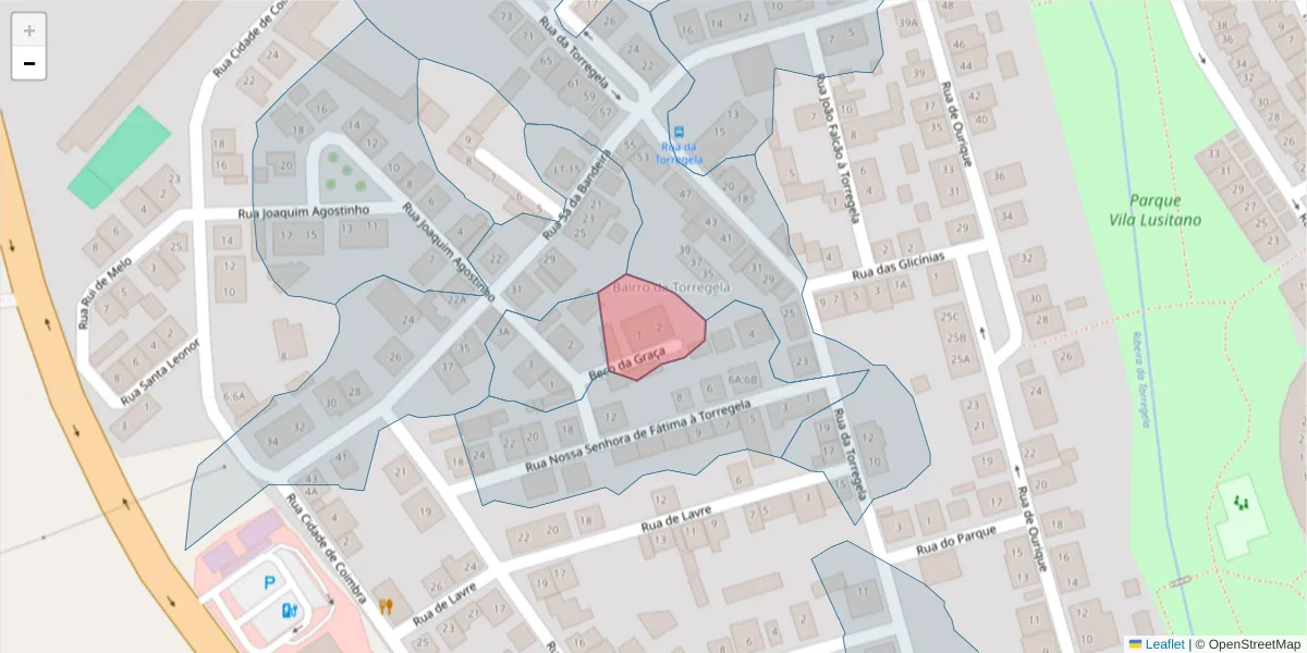 Mapa detalhado do código postal 7005-191 com limites, códigos postais vizinhos e agências dos correios