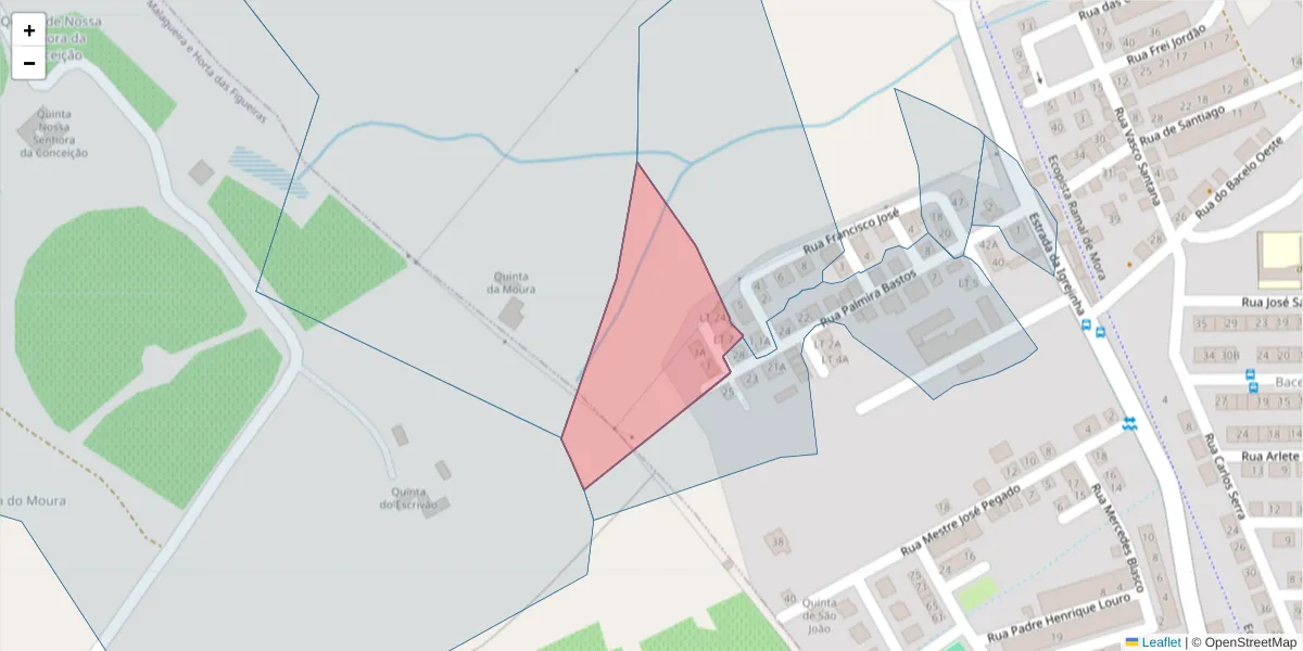 Mapa detalhado do código postal 7005-194 com limites, códigos postais vizinhos e agências dos correios