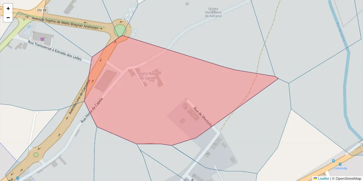 Mapa detalhado do código postal 7005-219 com limites, códigos postais vizinhos e agências dos correios