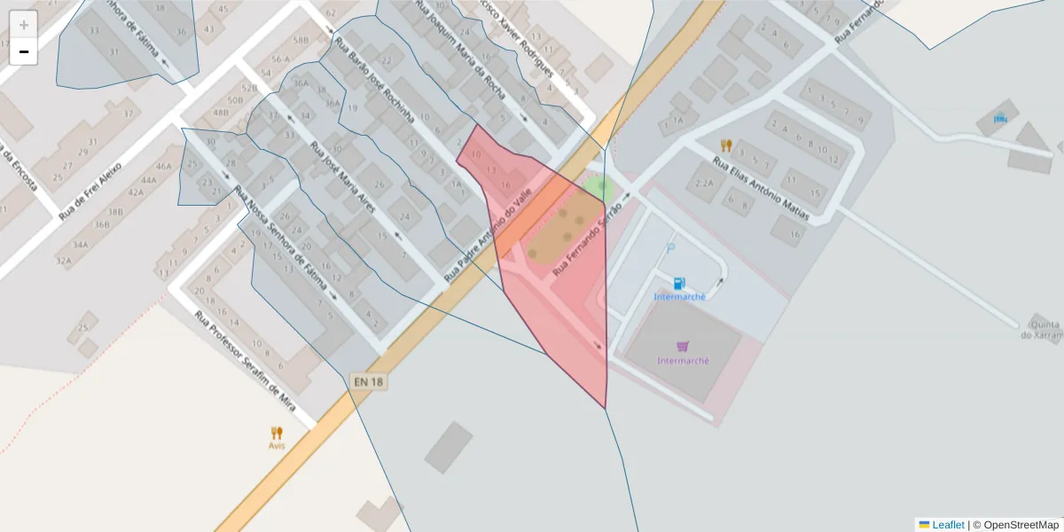 Mapa detalhado do código postal 7005-253 com limites, códigos postais vizinhos e agências dos correios