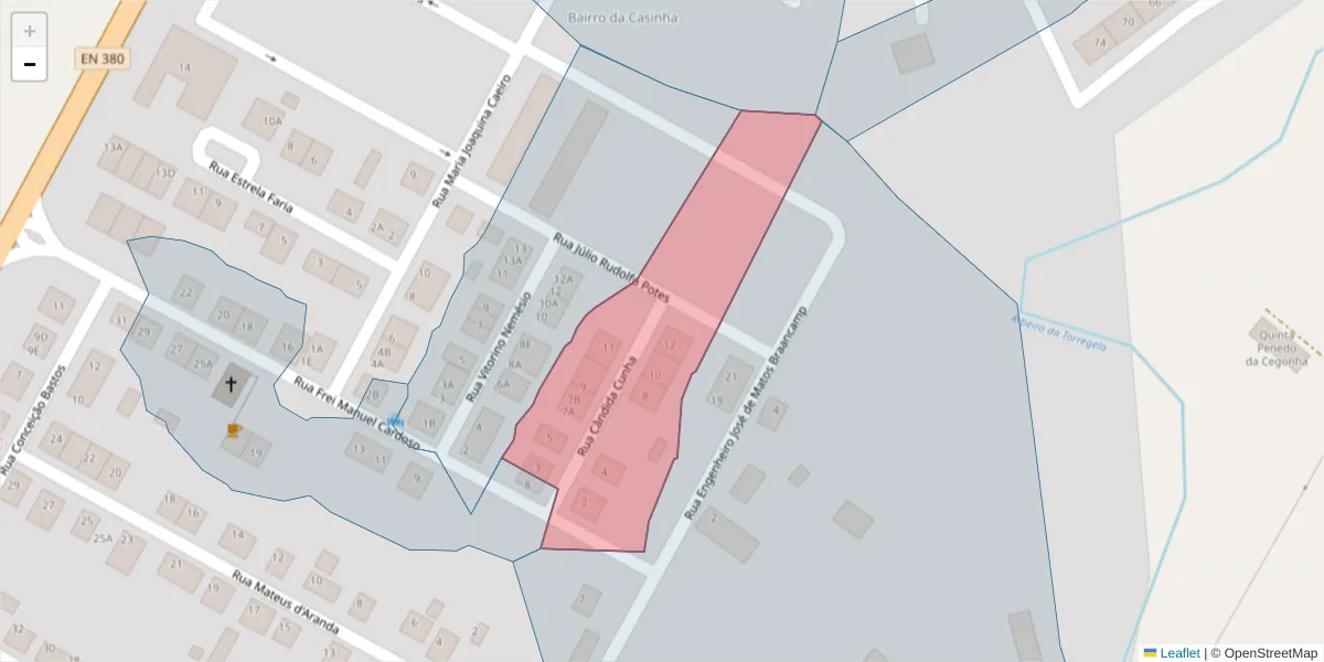 Mapa detalhado do código postal 7005-317 com limites, códigos postais vizinhos e agências dos correios