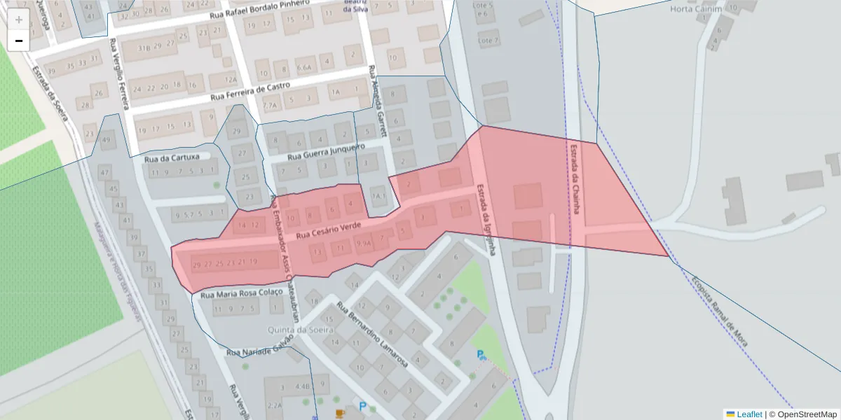 Mapa detalhado do código postal 7005-322 com limites, códigos postais vizinhos e agências dos correios