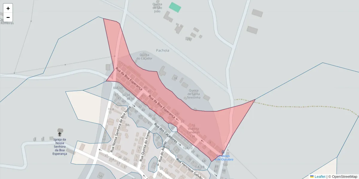 Mapa detalhado do código postal 7005-349 com limites, códigos postais vizinhos e agências dos correios