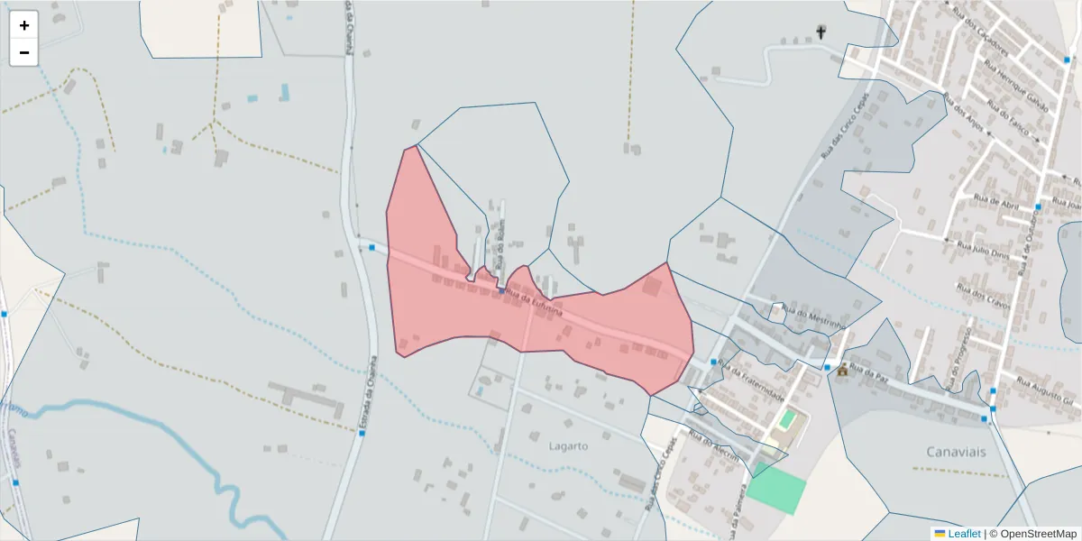Mapa detalhado do código postal 7005-359 com limites, códigos postais vizinhos e agências dos correios