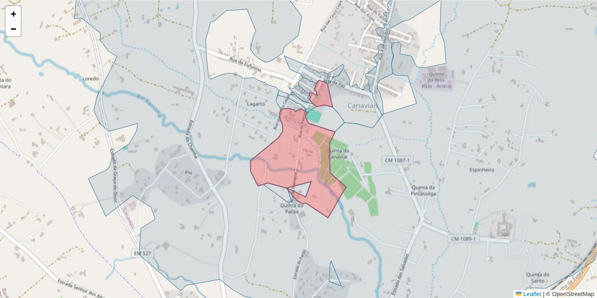 Mapa detalhado do código postal 7005-366 com limites, códigos postais vizinhos e agências dos correios