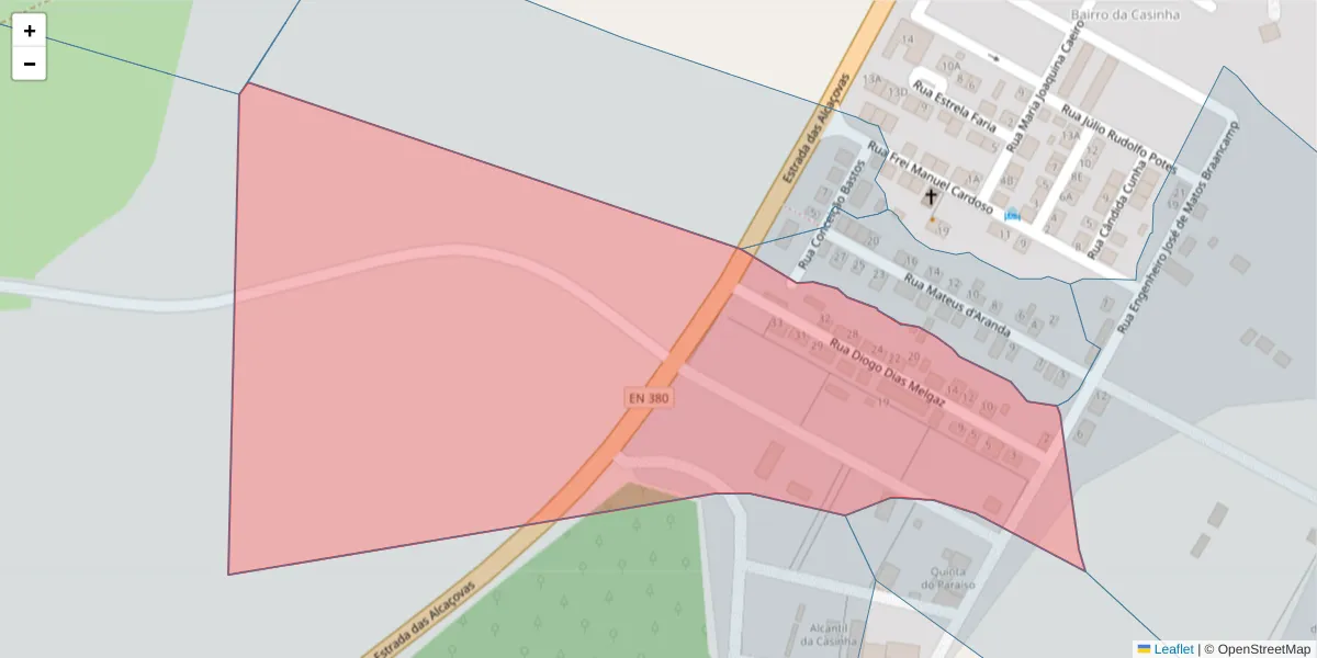 Mapa detalhado do código postal 7005-416 com limites, códigos postais vizinhos e agências dos correios
