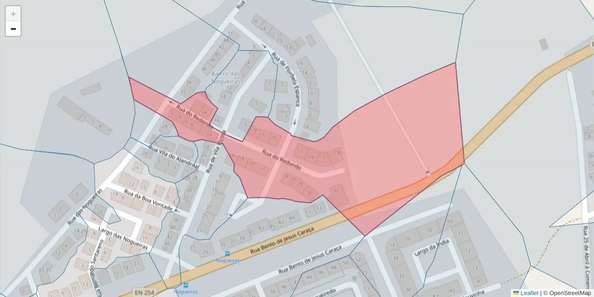Mapa detalhado do código postal 7005-440 com limites, códigos postais vizinhos e agências dos correios