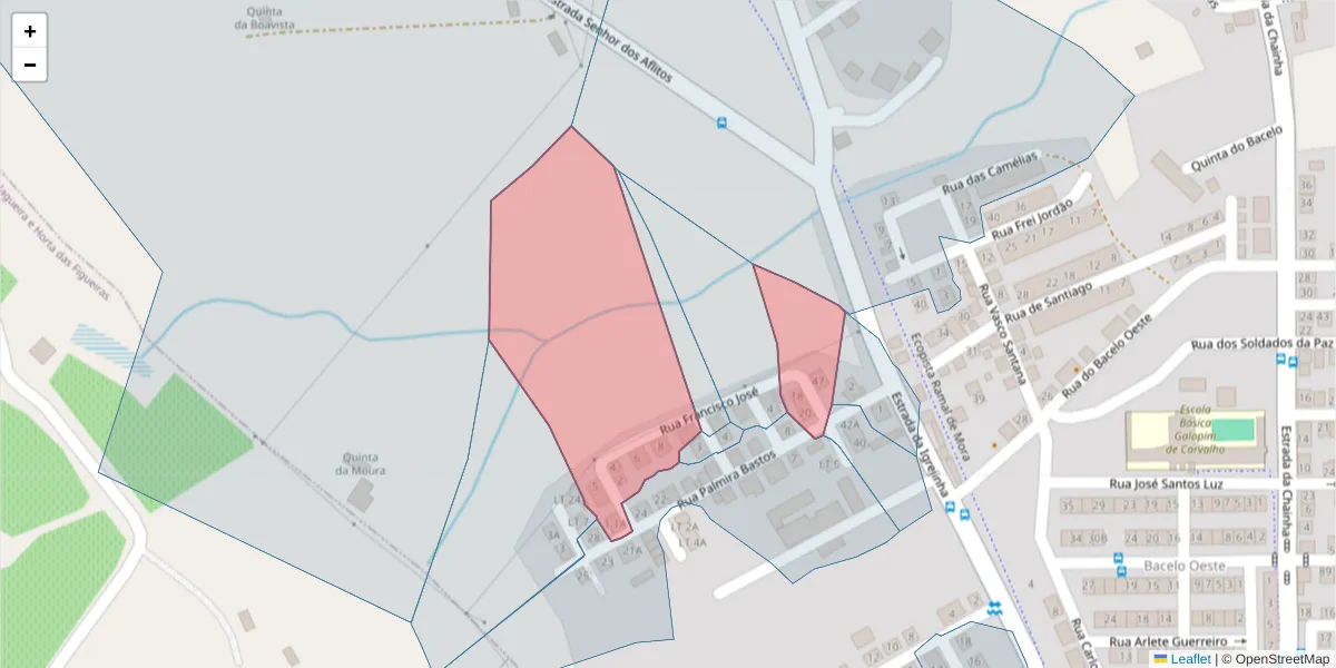 Mapa detalhado do código postal 7005-492 com limites, códigos postais vizinhos e agências dos correios