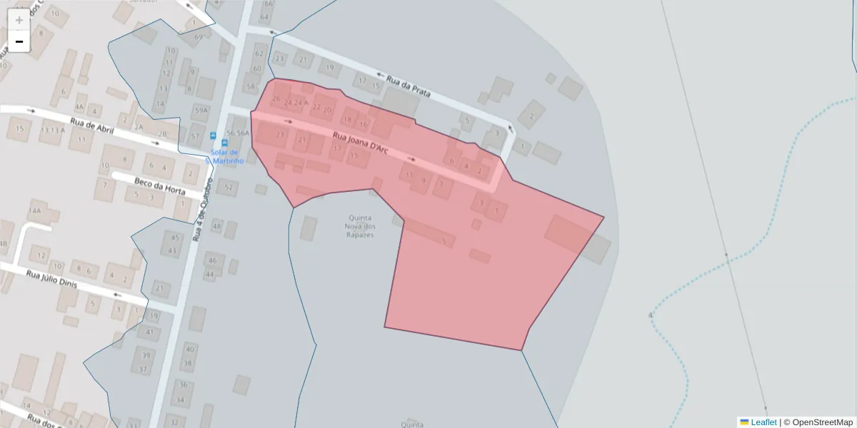 Mapa detalhado do código postal 7005-516 com limites, códigos postais vizinhos e agências dos correios