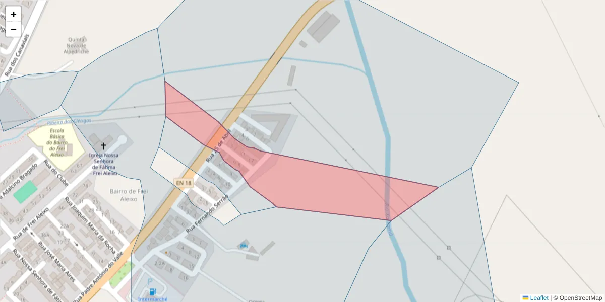 Mapa detalhado do código postal 7005-528 com limites, códigos postais vizinhos e agências dos correios
