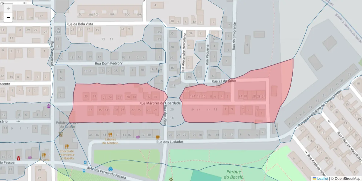 Mapa detalhado do código postal 7005-558 com limites, códigos postais vizinhos e agências dos correios