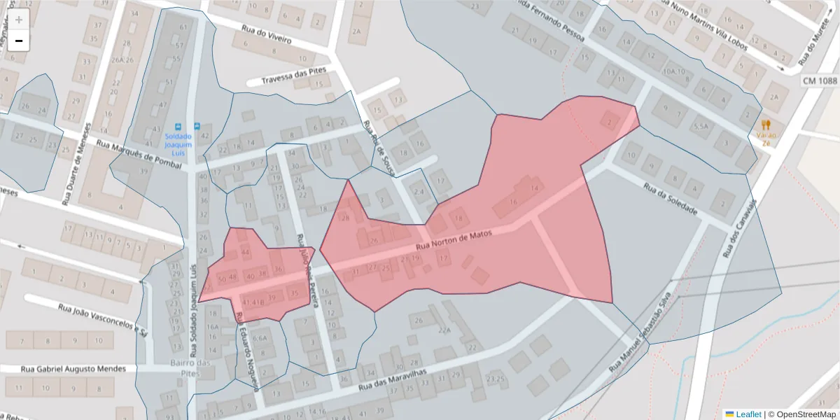 Mapa detalhado do código postal 7005-563 com limites, códigos postais vizinhos e agências dos correios