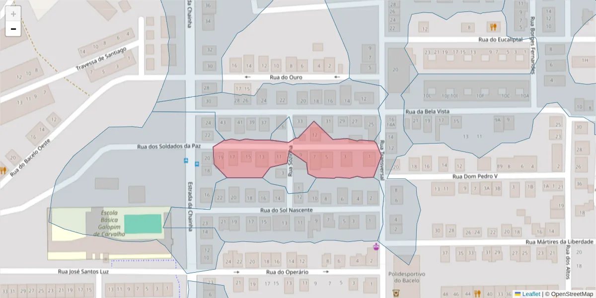 Mapa detalhado do código postal 7005-623 com limites, códigos postais vizinhos e agências dos correios