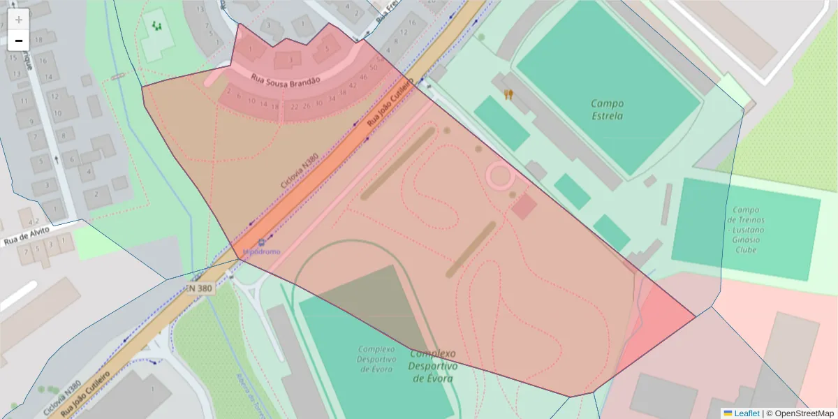 Mapa detalhado do código postal 7005-625 com limites, códigos postais vizinhos e agências dos correios