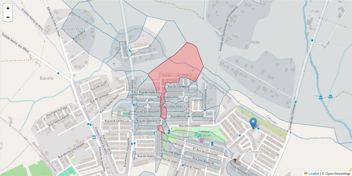 Mapa detalhado do código postal 7005-631 com limites, códigos postais vizinhos e agências dos correios