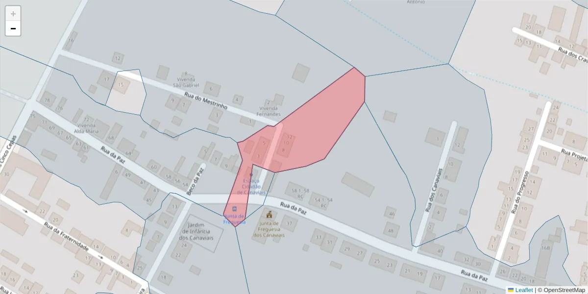 Mapa detalhado do código postal 7005-655 com limites, códigos postais vizinhos e agências dos correios