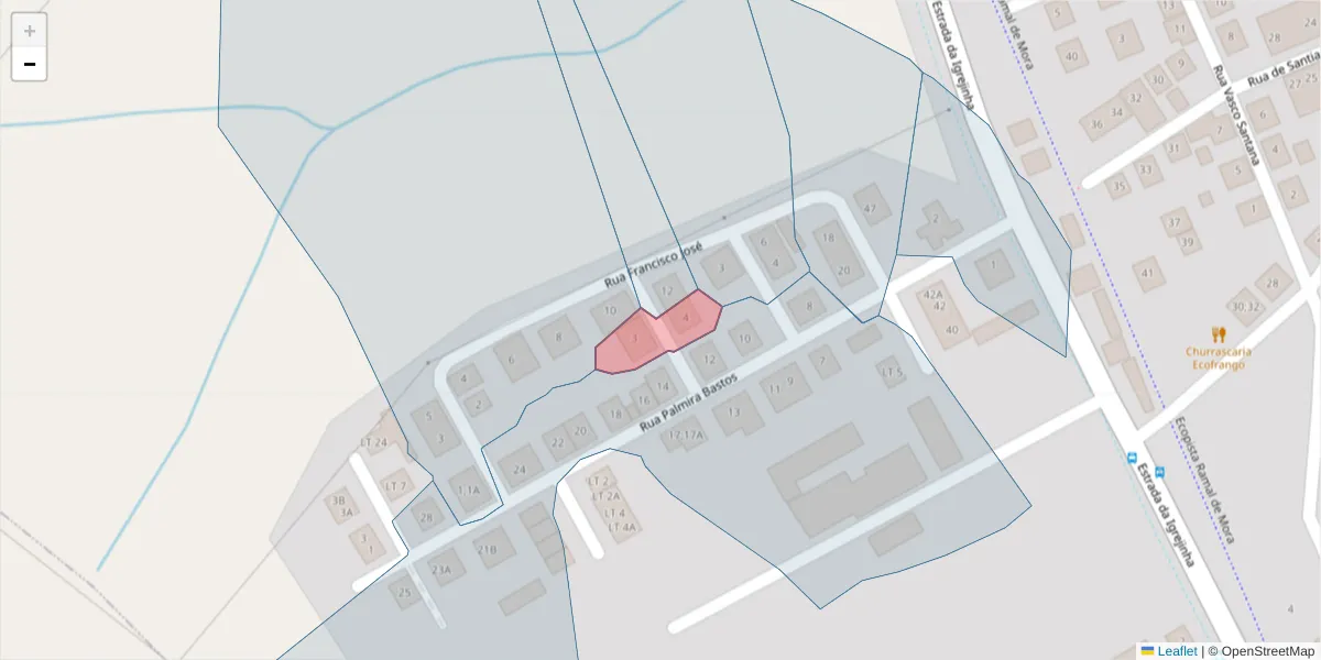 Mapa detalhado do código postal 7005-666 com limites, códigos postais vizinhos e agências dos correios