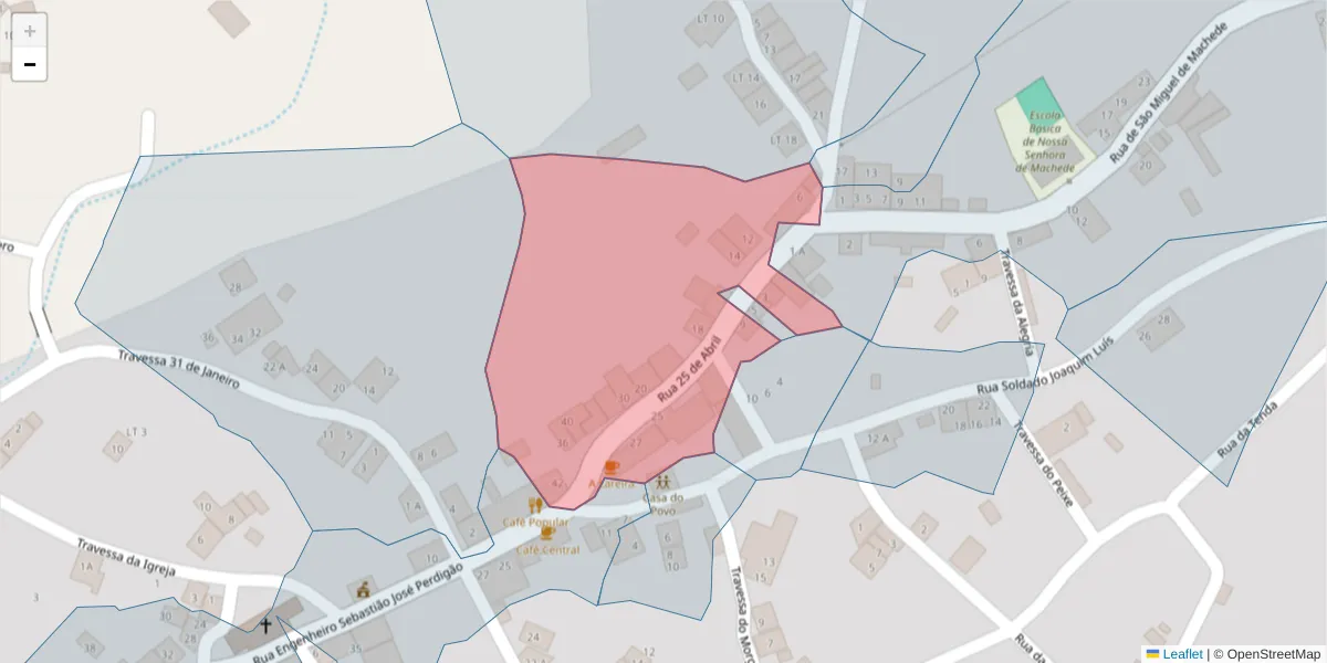 Mapa detalhado do código postal 7005-675 com limites, códigos postais vizinhos e agências dos correios