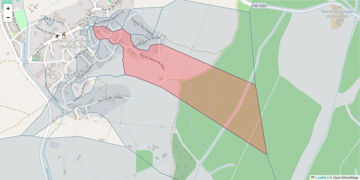 Mapa detalhado do código postal 7005-686 com limites, códigos postais vizinhos e agências dos correios