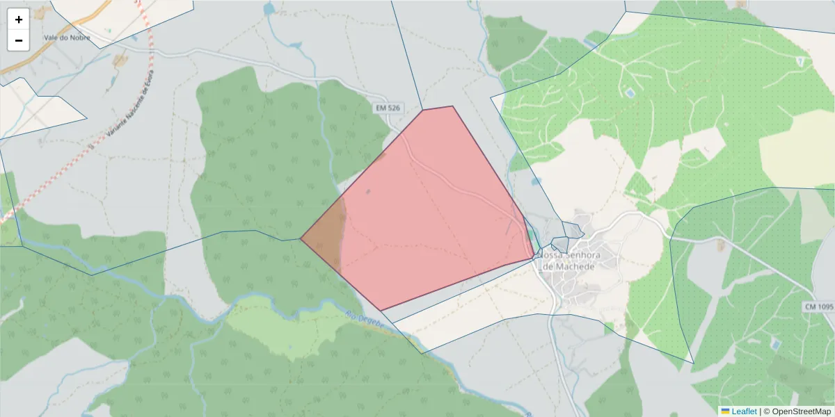 Mapa detalhado do código postal 7005-687 com limites, códigos postais vizinhos e agências dos correios