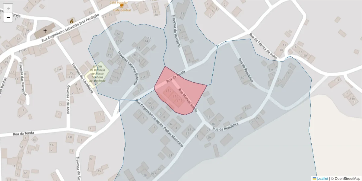 Mapa detalhado do código postal 7005-689 com limites, códigos postais vizinhos e agências dos correios