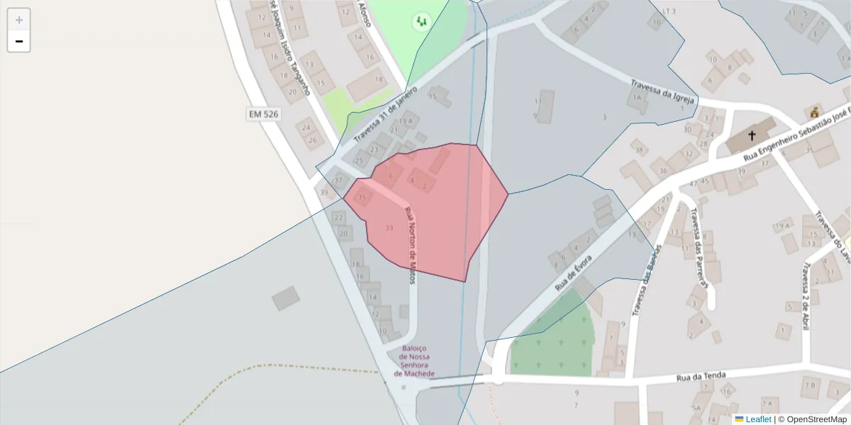 Mapa detalhado do código postal 7005-690 com limites, códigos postais vizinhos e agências dos correios