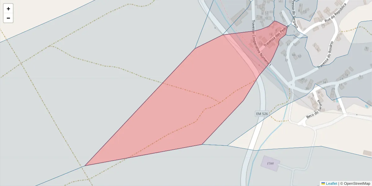 Mapa detalhado do código postal 7005-700 com limites, códigos postais vizinhos e agências dos correios