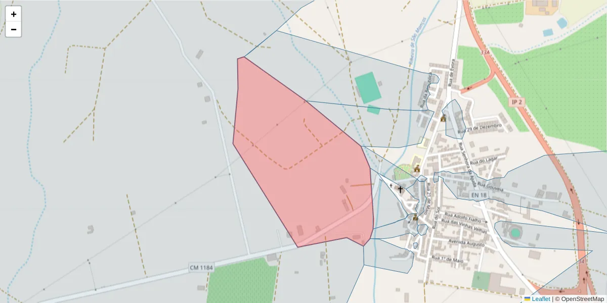 Mapa detalhado do código postal 7005-719 com limites, códigos postais vizinhos e agências dos correios