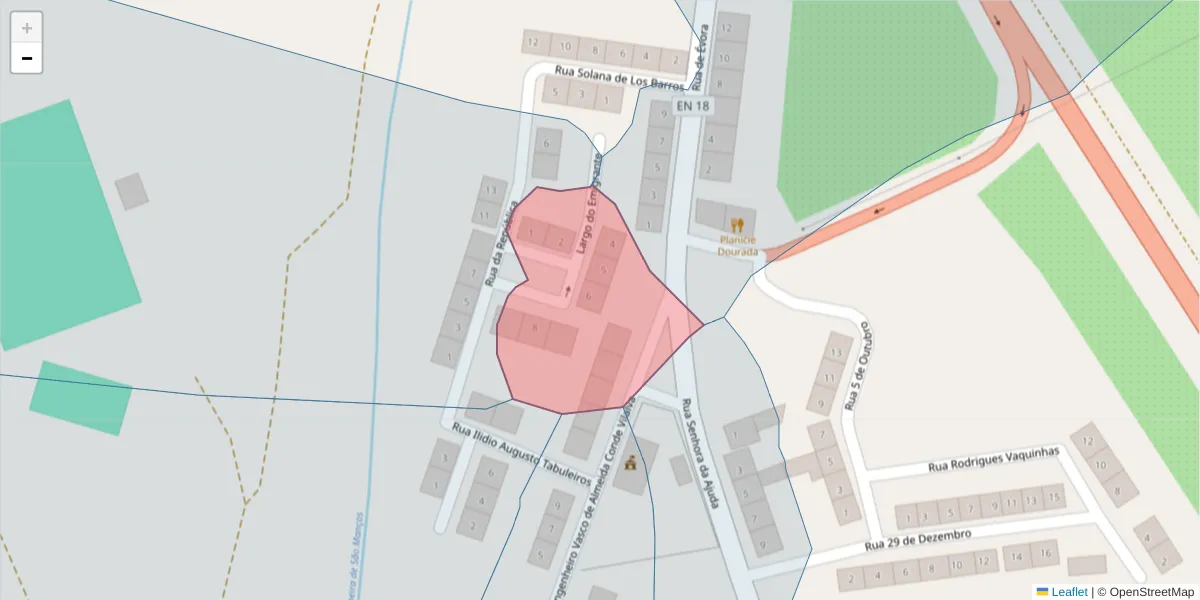 Mapa detalhado do código postal 7005-723 com limites, códigos postais vizinhos e agências dos correios