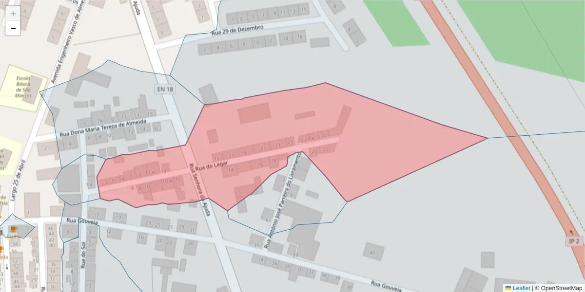 Mapa detalhado do código postal 7005-737 com limites, códigos postais vizinhos e agências dos correios