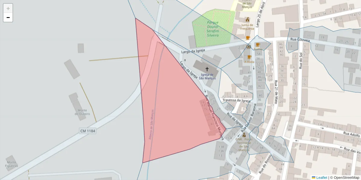 Mapa detalhado do código postal 7005-742 com limites, códigos postais vizinhos e agências dos correios
