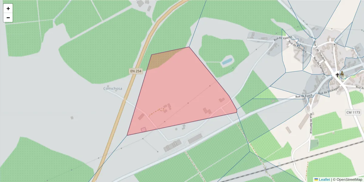 Mapa detalhado do código postal 7005-754 com limites, códigos postais vizinhos e agências dos correios