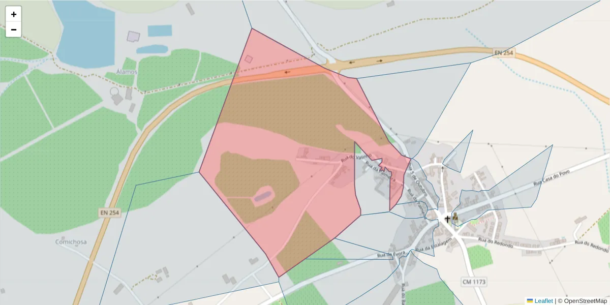 Mapa detalhado do código postal 7005-769 com limites, códigos postais vizinhos e agências dos correios