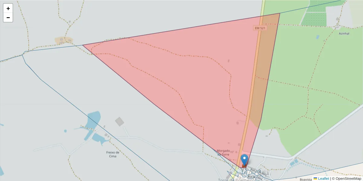 Mapa detalhado do código postal 7005-779 com limites, códigos postais vizinhos e agências dos correios