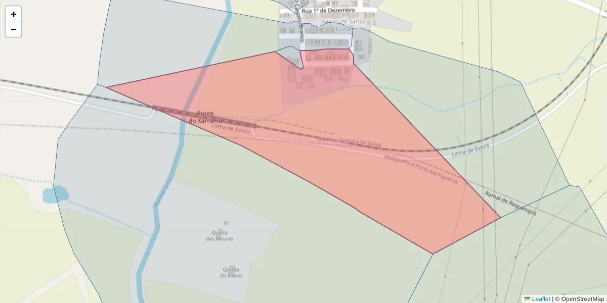 Mapa detalhado do código postal 7005-854 com limites, códigos postais vizinhos e agências dos correios
