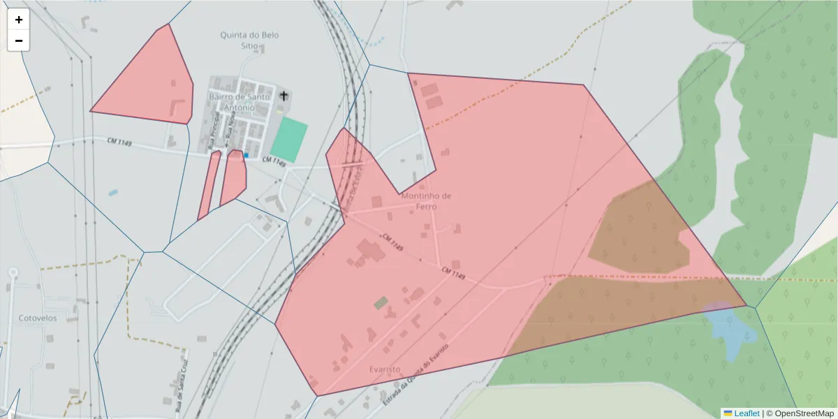 Mapa detalhado do código postal 7005-861 com limites, códigos postais vizinhos e agências dos correios