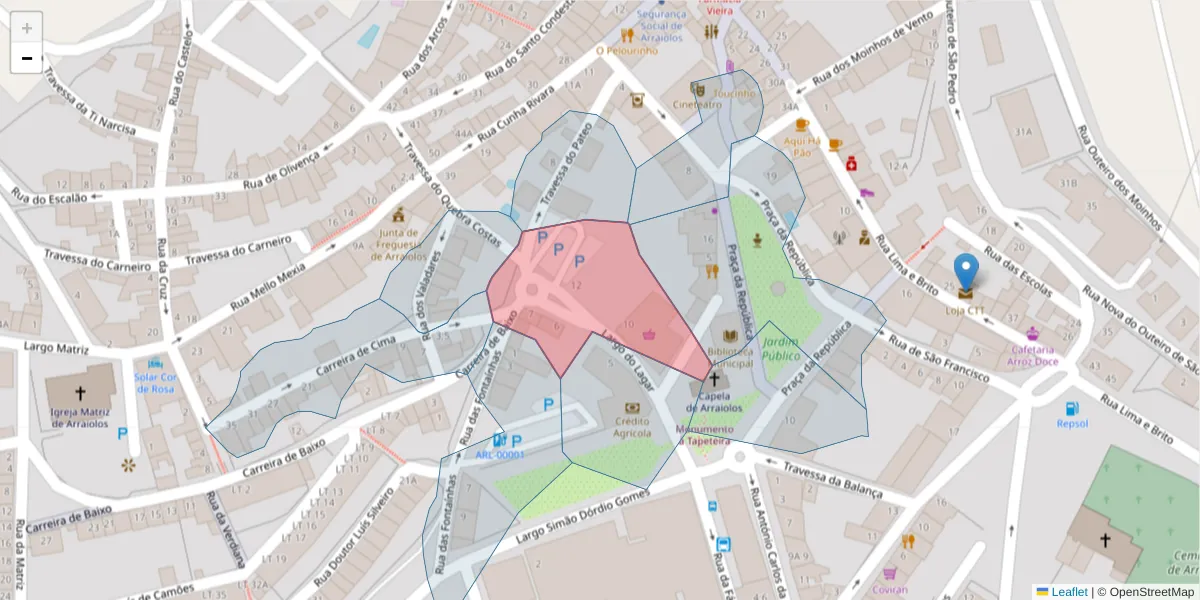 Mapa detalhado do código postal 7040-020 com limites, códigos postais vizinhos e agências dos correios