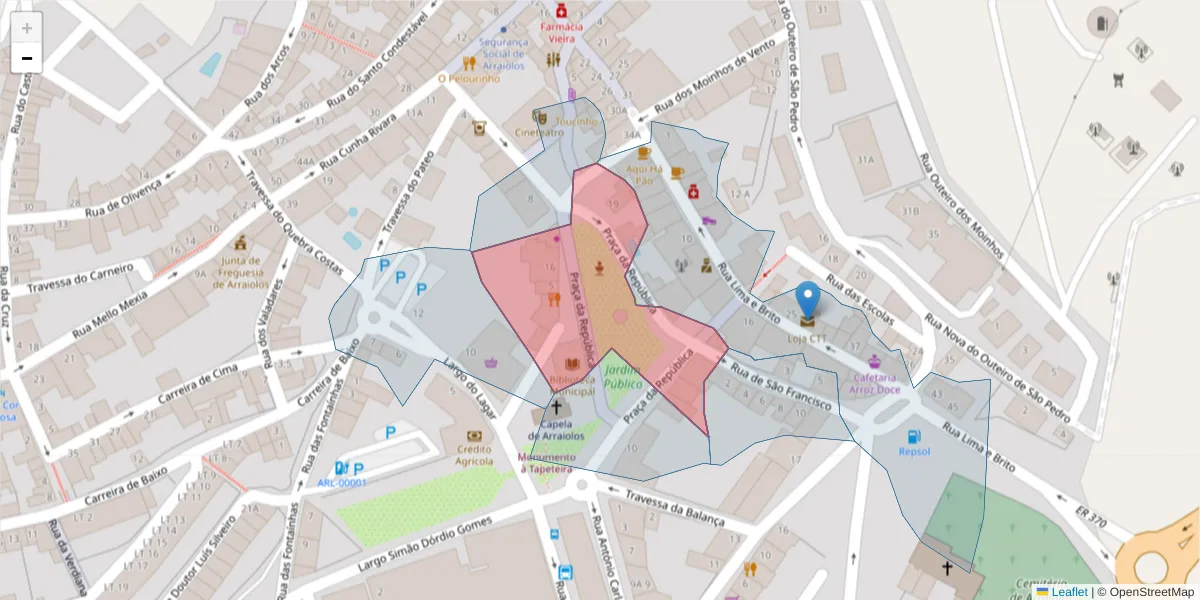 Mapa detalhado do código postal 7040-026 com limites, códigos postais vizinhos e agências dos correios