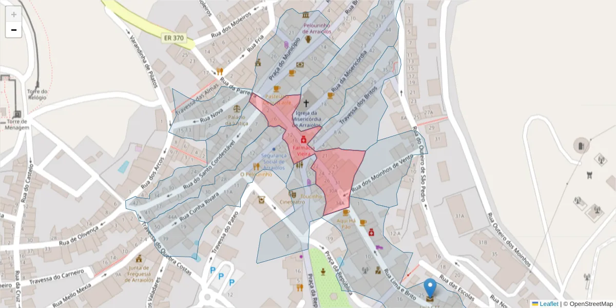 Mapa detalhado do código postal 7040-029 com limites, códigos postais vizinhos e agências dos correios