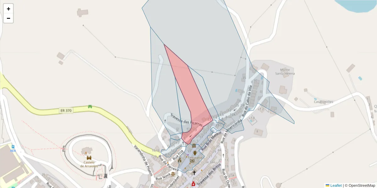Mapa detalhado do código postal 7040-045 com limites, códigos postais vizinhos e agências dos correios