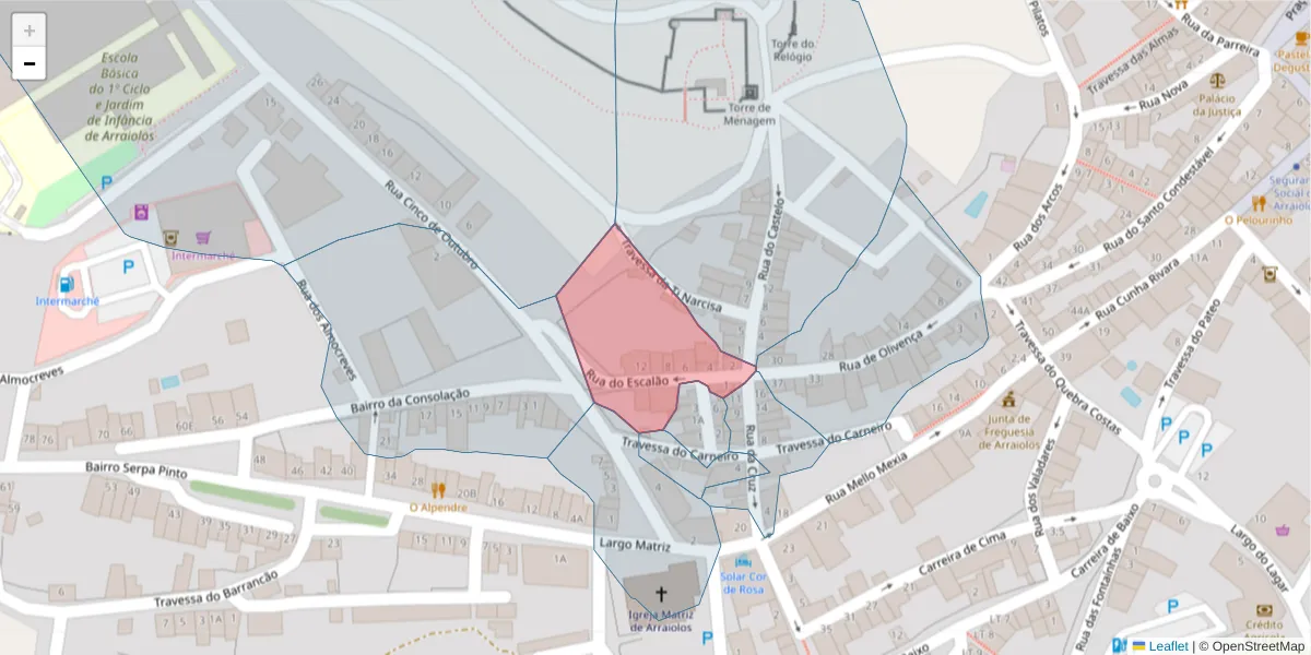 Mapa detalhado do código postal 7040-055 com limites, códigos postais vizinhos e agências dos correios