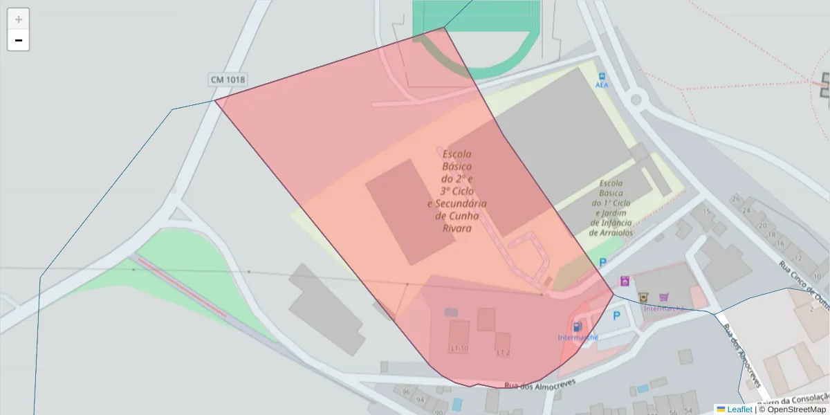 Mapa detalhado do código postal 7040-058 com limites, códigos postais vizinhos e agências dos correios