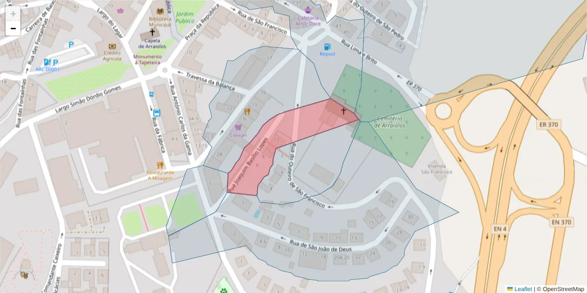 Mapa detalhado do código postal 7040-066 com limites, códigos postais vizinhos e agências dos correios