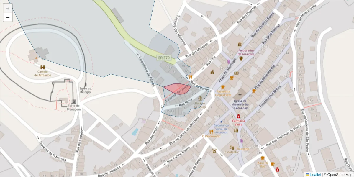 Mapa detalhado do código postal 7040-075 com limites, códigos postais vizinhos e agências dos correios