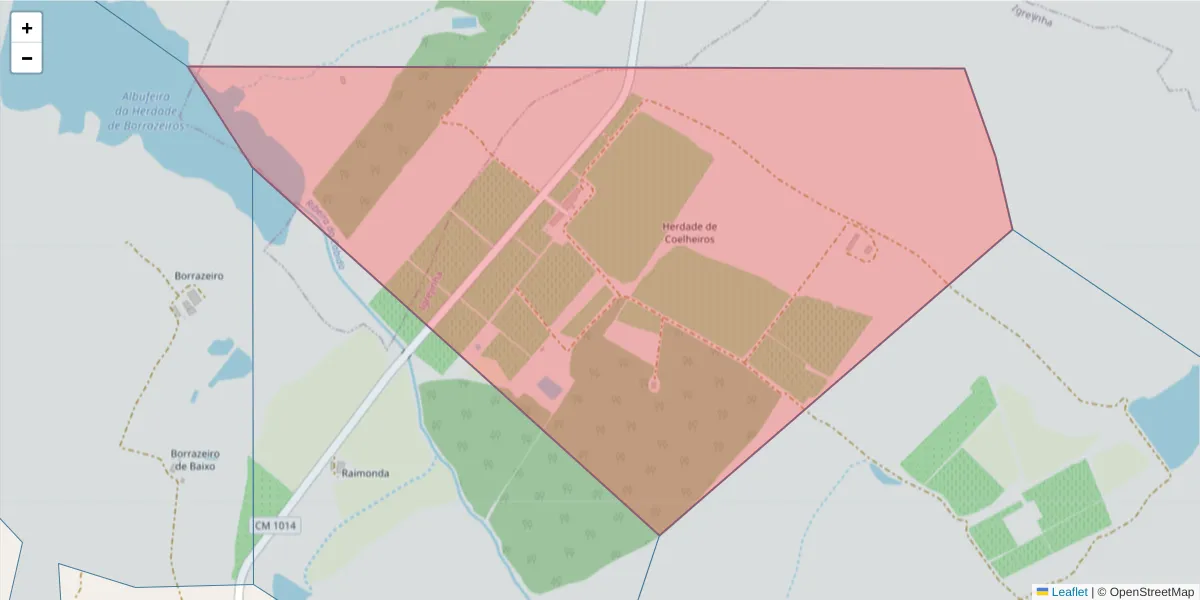 Mapa detalhado do código postal 7040-202 com limites, códigos postais vizinhos e agências dos correios
